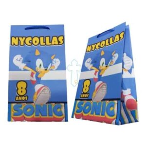 40 Sacolinhas Personalizada Sonic Aniversário