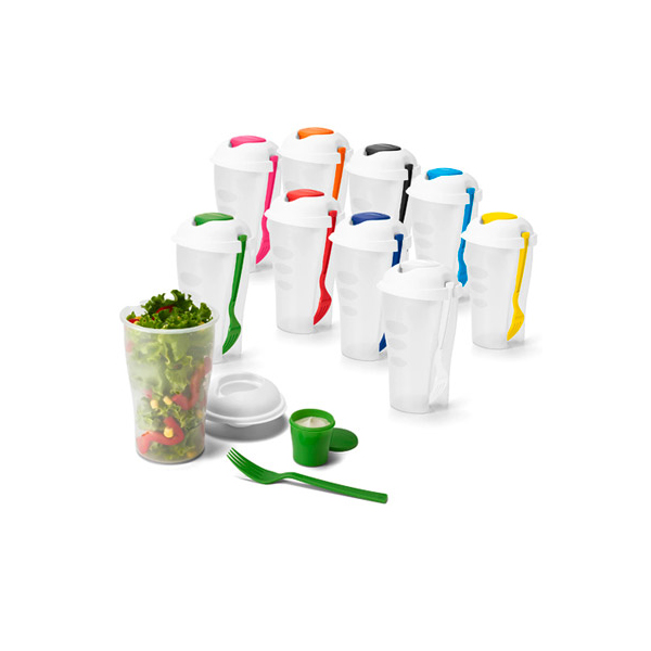 Copo para Salada Personalizado com Garfo e Molheira